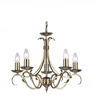 Image of 5 Light Multi Arm Ceiling Pendant Antique Brass, E14