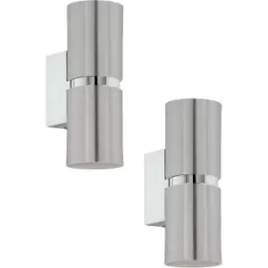 Image of 2 PACK Wall Light Colour Satin Nickel Chrome Plated Round Shades GU10 3.3W Inc