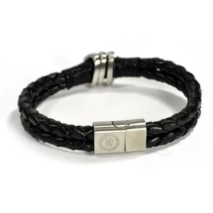 Image of Chelsea Leather Double Plait Stainless Steel Boxed Bracelet