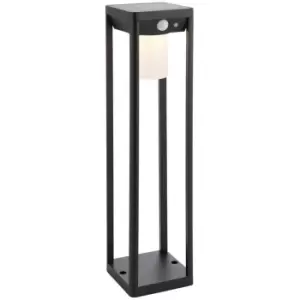 Image of 400mm Solar Powered Outdoor Bollard Post Light - Textured Black & White Diffuser