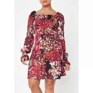 Image of Missguided Tall Floral Print Milkmaid Mini Dress - Multi
