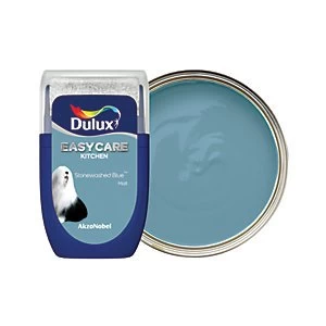 Image of Dulux Easycare Kitchen Stonewashed Blue Matt Emulsion Paint 30ml