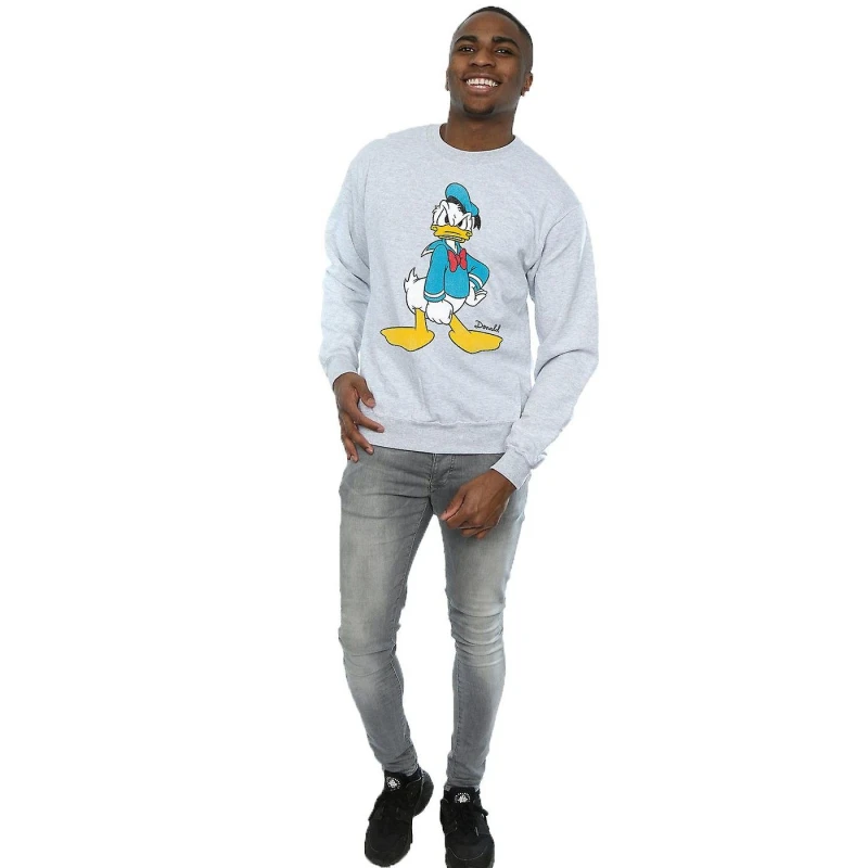 Image of Disney Men Angry Donald Duck Sweatshirt in Grey Size: Small Grey S Male 5063300603246