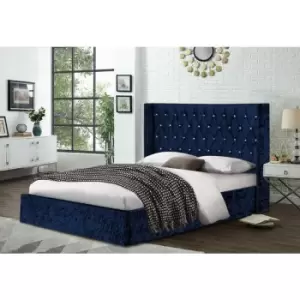 Image of Eniya Upholstered Beds - Crush Velvet, Single Size Frame, Blue - Blue