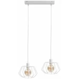 Image of Keter Luna Bar Pendant Ceiling Light White, 53cm, 2x E27