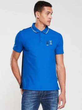 Image of Armani Exchange Large Logo Polo Shirt Blue Size L Men