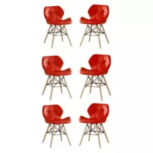 Image of Cecilia Eiffel Dining Chair with Buttons Set of 6 - Red - Red