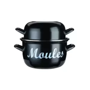 Image of KitchenCraft World of Flavours Enamelled Steel Standard Mussel Pot 18cm Black