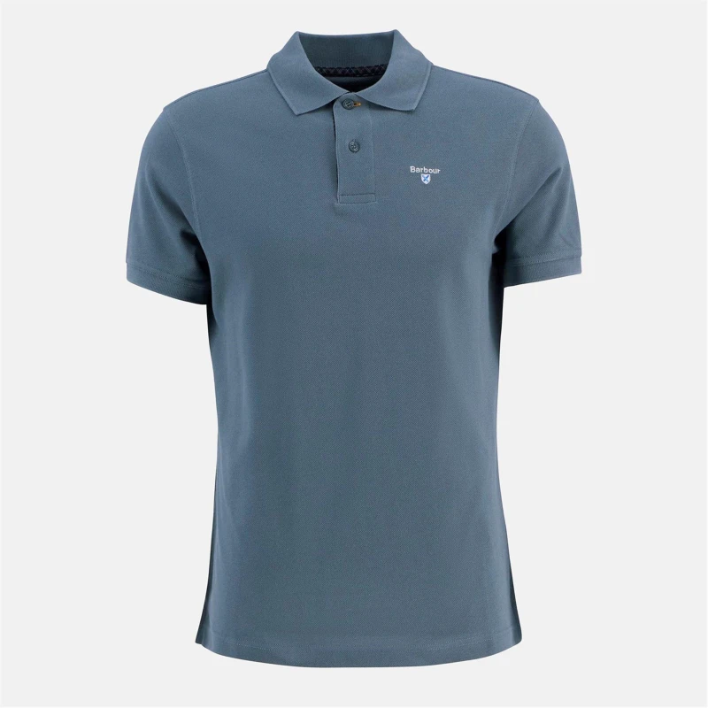 Image of Barbour Mens Tartan Pique Polo Shirt Blue Stone male S