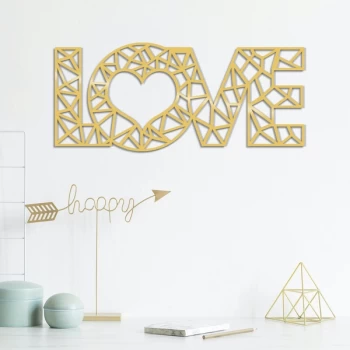Image of Love Metal Decor - Gold Gold Decorative Metal Wall Accessory
