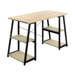 Image of Jemini Soho Computer Desk 4 Shelves A-Frame 1300mm Oak/Brown KF90848