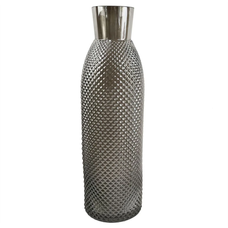 Image of Leaf 50cm Smoke Grey Diamond Tall Glass Vase Grey