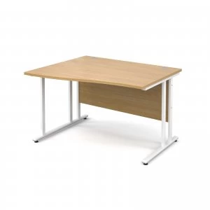 Image of Maestro 25 WL Left Hand Wave Desk 1200mm - White Cantilever Frame OAK
