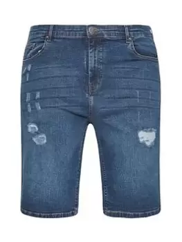 Image of BadRhino Ripped Denim Shorts, Blue, Size 52, Men