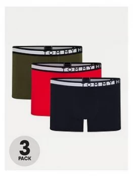 Image of Tommy Hilfiger 3 Pack Trunks, Green/Red/Blue Size M Men