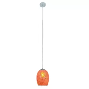 Image of Crackle 1 Light Ceiling Pendant Chrome, Orange with Mosaic Glass Shade, E27