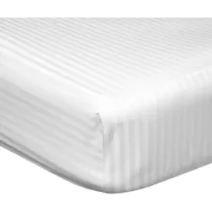 Image of Belledorm 540 Thread Count Satin Stripe Extra Deep Fitted Sheet (Kingsize) (White) - White