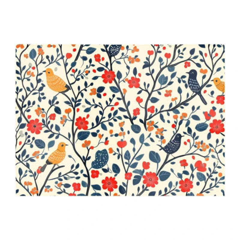 Image of Warren Reed Designer Woodland Birds And Flowers In The Trees Chopping Board