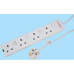 Image of TruPower 1 Pack RB-05-4GANGSWD 4 Way Trailing Socket 5m Surge Protect Individual switch UK Plug