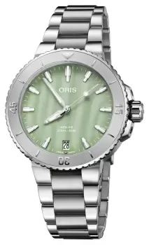 Image of ORIS 01 733 7770 4157-07 8 18 05P Aquis Date Seafoam Green Watch