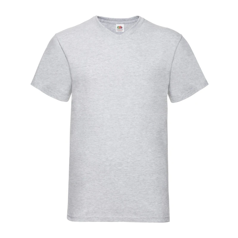 Image of Fruit Of The Loom Fruit of the Loom Men Valueweight Heather V Neck T-Shirt in Grey Size: Small Grey S Male 5063470555000