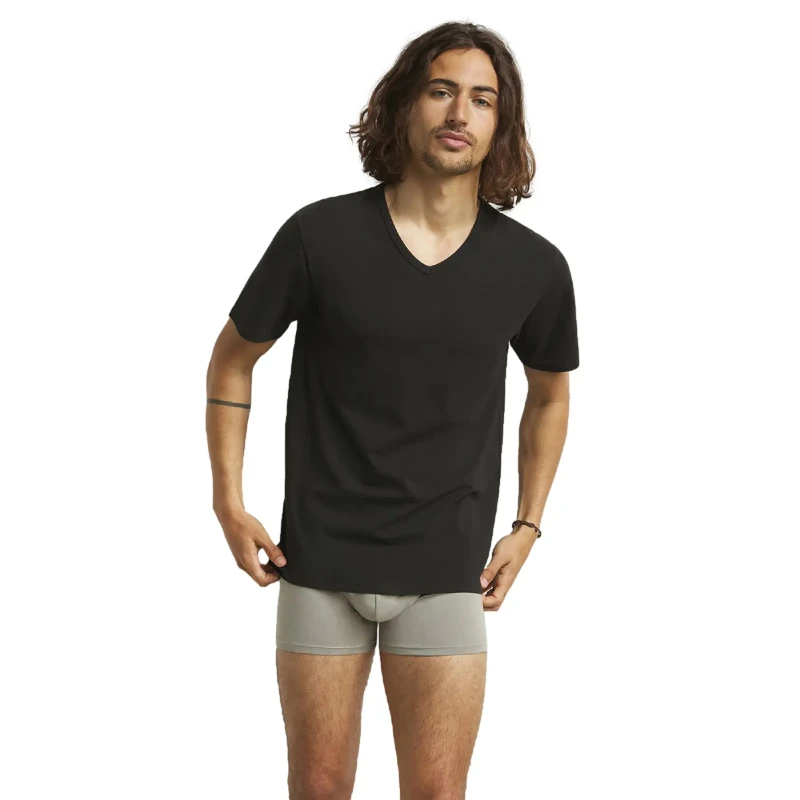 Image of Dim Pack of 2 Regul'Activ V-Neck T-Shirts Black Men S;L