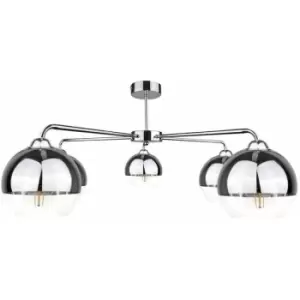 Image of Keter Ice Multi Arm Semi Flush Ceiling Light Silver, 60cm, 5x E27