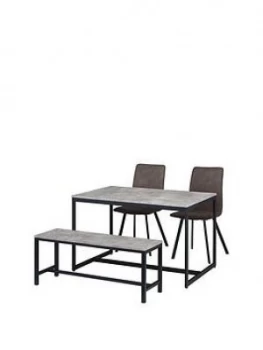 Image of Julian Bowen Staten 120 Cm Dining Table + Bench + 2 Monroe Chairs