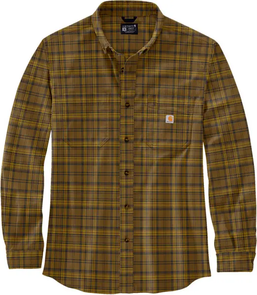 Image of Carhartt Midweight Flannel Plaid Shirt, brown, Size L