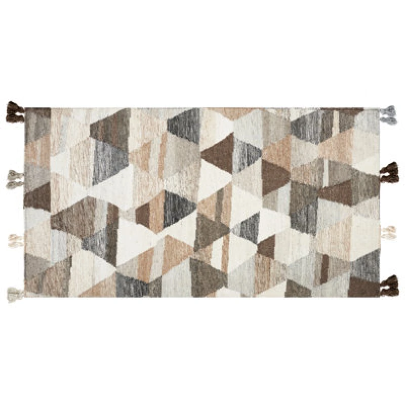 Image of Beliani Rug Argavand Beige 80 X 150 Cm Wool Kilim
