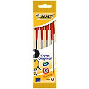 Image of BIC Cristal Original Ballpoint Pen Medium 0.4mm Red Pack of 4