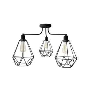 Image of Karo Multi Arm Semi Flush Ceiling Light Black 75cm