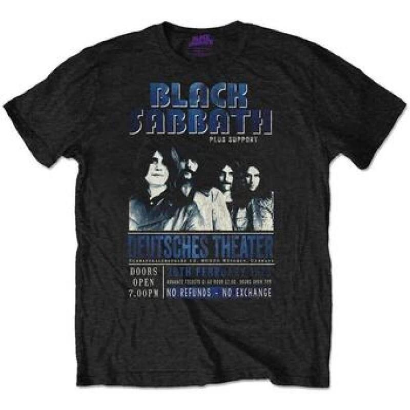 Image of Black Sabbath Black Sabbath Men Deutsches '73 T-Shirt in Black Size: large Black L Male 5063238542334