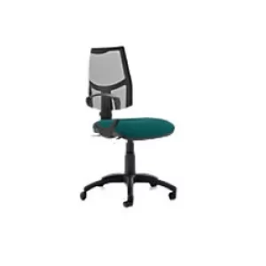 Image of Dynamic Permanent Contact Backrest Task Operator Chair Loop Arms Eclipse II Black Back, Maringa Teal Seat Without Headrest Medium Back