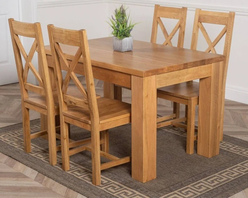 Image of Thats Furniture Dakot 127 x 82cm Oak Small Dining Table & 4 Berkeley Chairs in Brown Size: 127 x 82cm Brown Unisex 127 x 82 cm