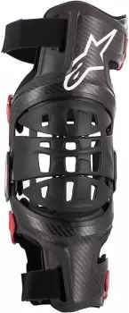 Image of Alpinestars Bionic-10 Carbon Knee Protector Left, black-red, Size L, black-red, Size L
