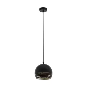 Image of Pendant Ceiling Light Colour Black Cut Out Gold Inner Shade Bulb E27 1x40W