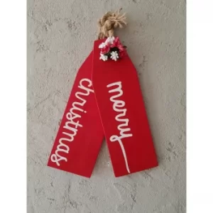 Image of Merry Christmas Red Decorative Wooden Wall Accessory