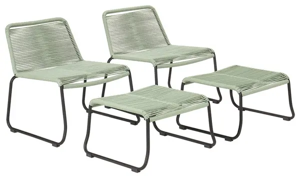 Image of Pacific Pacific Pang Pair of Metal Garden Chair with Stools - Green