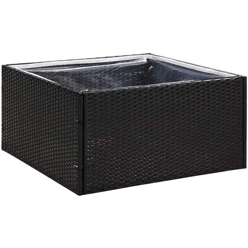 Image of vidaXL Garden Planter Black 80x80x40cm Poly Rattan, Black 319171