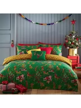Image of Furn Purrfect Christmas Duvet Cover Set - Green