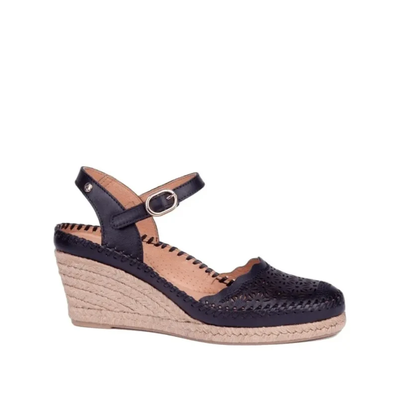 Image of Pikolinos Vila W9Y Leather Womens Heels Sandals - Black - Size:UK 7-7.5