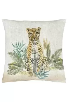 Image of Kenya Leopard Hand-Painted Watercolour Printed Cushion