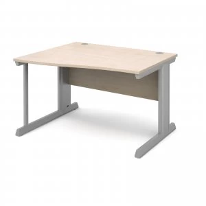 Image of Vivo Left Hand Wave Desk 1200mm - Silver Frame Maple Top