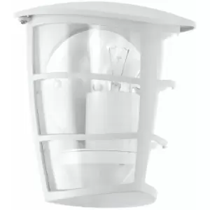 Image of Loops - IP44 Outdoor Wall Light White & Glass Lantern 1 x 60W E27 Bulb Porch Lamp