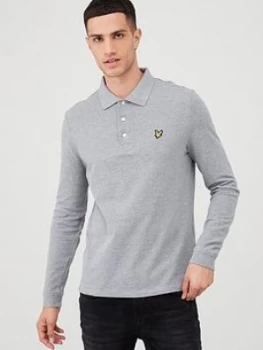 Image of Lyle & Scott Long Sleeved Plain Polo Shirt - Light Grey