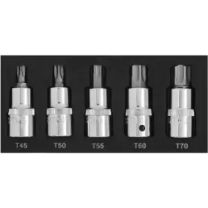Image of 5 Piece 1/2" Torx Bit Set (T45-T70) (EVA Foam)