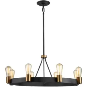 Image of Elstead Quintessentiale - Quintiesse Hinkley Silas Cylindrical Pendant Ceiling Light Aged Zinc & Heritage Brass