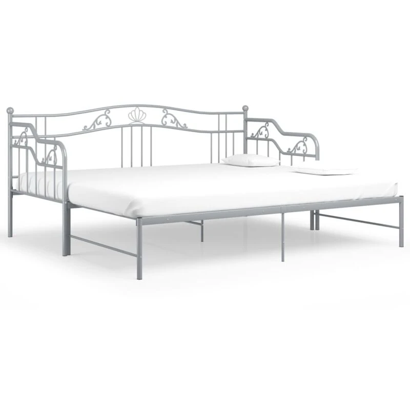 Image of VIDAXL Pull-out Sofa Bed Frame without Mattress Grey Metal 90x200cm Vidaxl 8720286195628