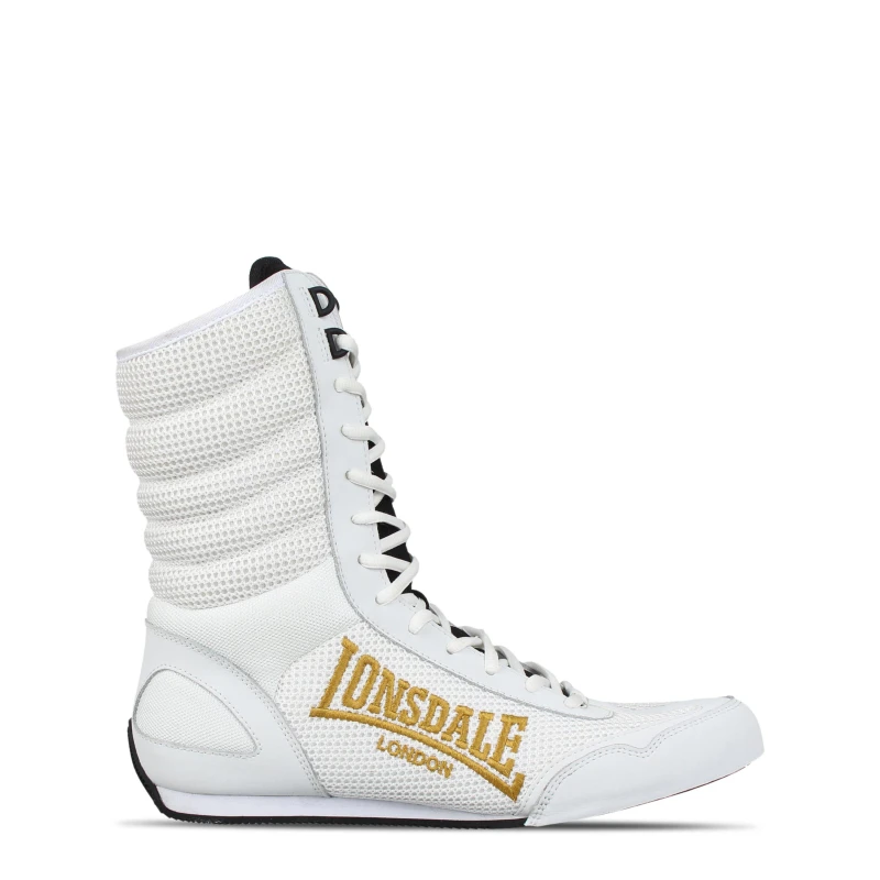 Image of Lonsdale Contender Boxing Boots White/Blk/Gold unisex 7 (41)